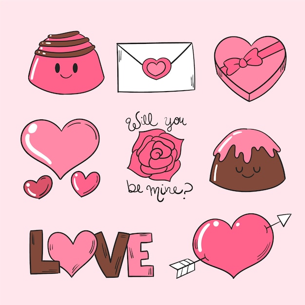 Download Pink chocolate sweets valentine's day collection | Free Vector