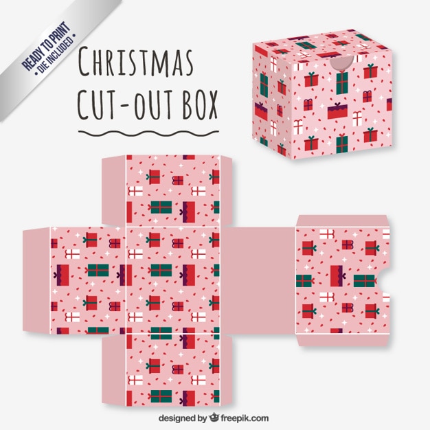 Pink christmas cut out box Vector | Free Download