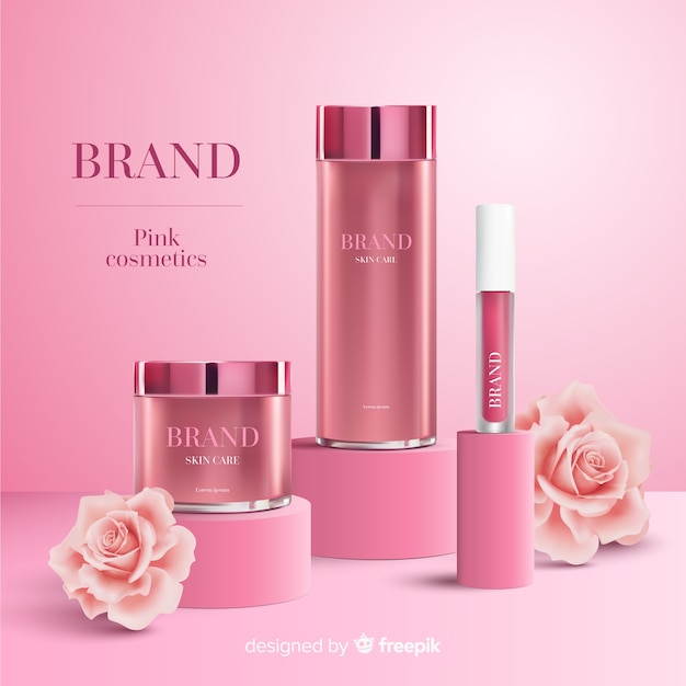 ピンクの化粧品広告 無料のベクター