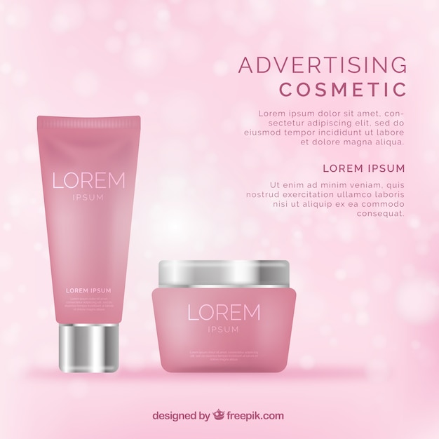 無料のベクター ピンクの化粧品広告