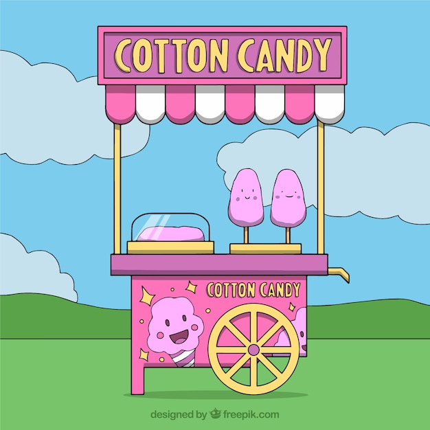 Pink cotton candy cart in the park
