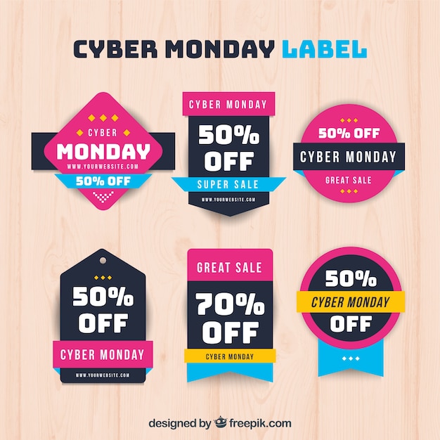 Premium Vector Pink cyber monday badges