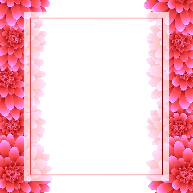 Premium Vector | Pink dahlia banner card border style