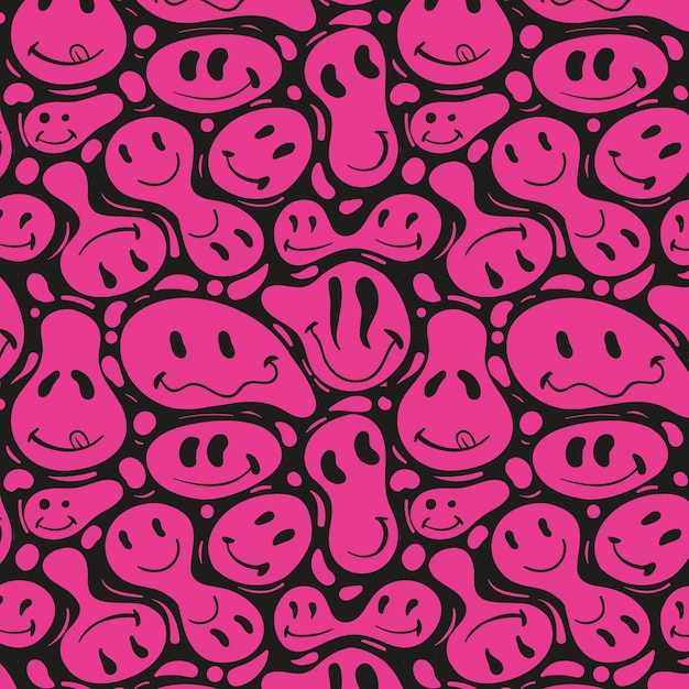 Free Vector | Pink distorted emoticons pattern