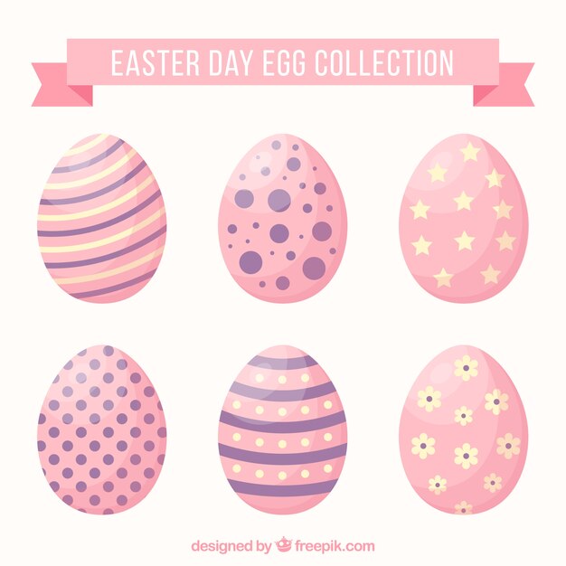 Free Vector Pink Easter Egg Set