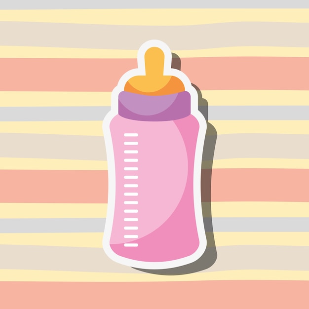 Pink feeding bottle baby stripes background | Premium Vector