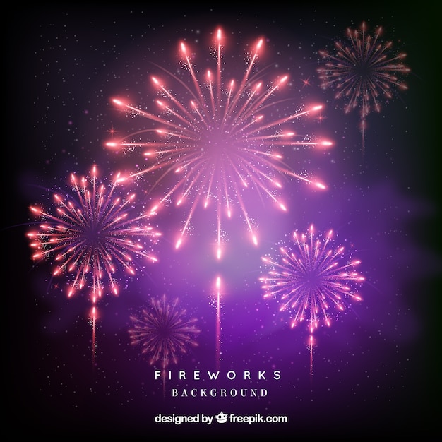 Pink fireworks background Vector | Free Download