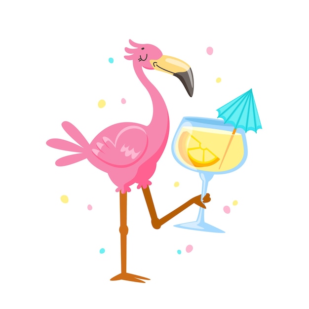 drinking flamingo clipart