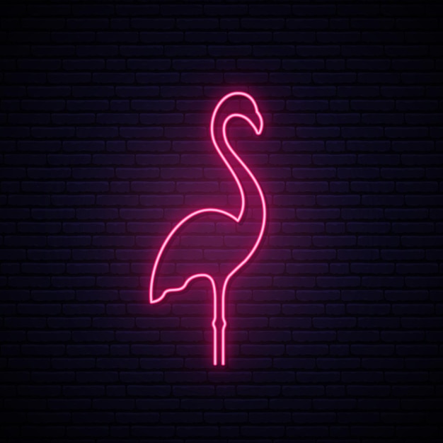 Premium Vector | Pink flamingo neon sign