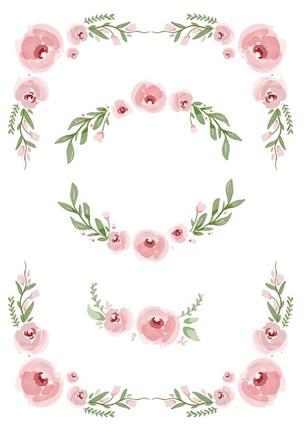 Download Free Vector | Pink floral elements collection