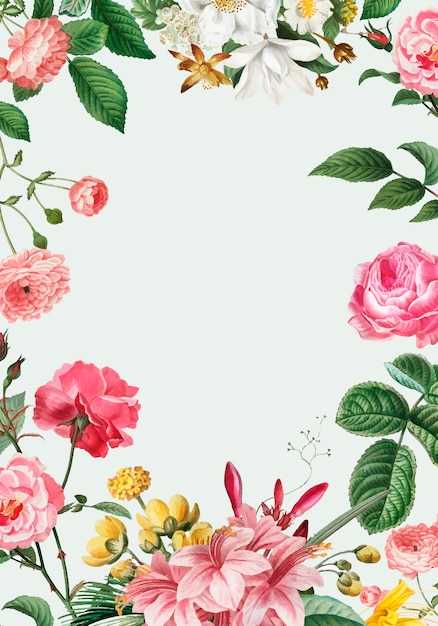 Download Pink floral frame Vector | Free Download