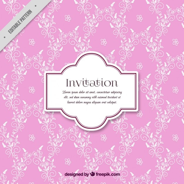 Download Pink floral invitation Vector | Free Download