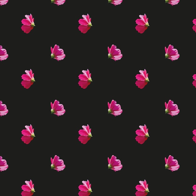 Pink flowers pattern on black background Vector | Free ...