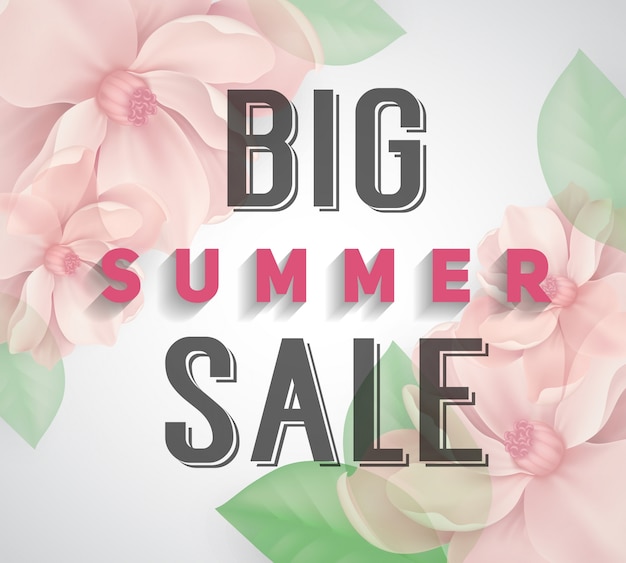 Download Free Vector | Pink flowers summer sale background