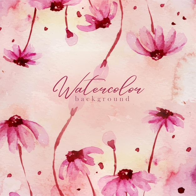 Premium Vector Pink Flowers Watercolor Background