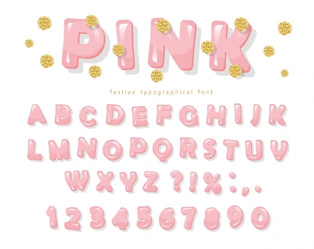 Download Pink glossy font | Premium Vector