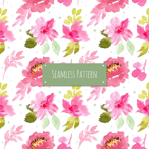 Premium Vector | Pink and green pattern with watercolor floral