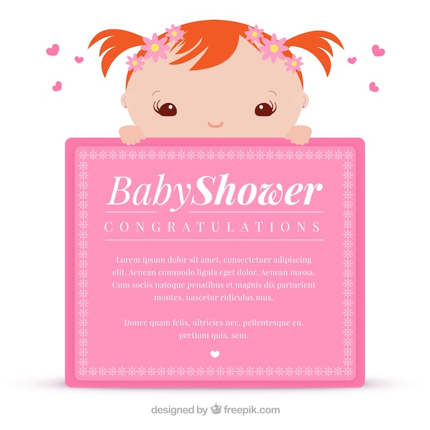 Pink greeting card for baby shower