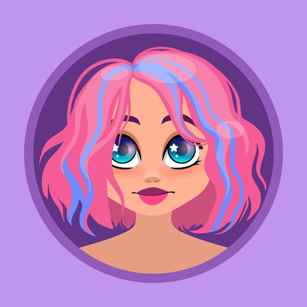 Premium Vector | Pink haired girl avatar