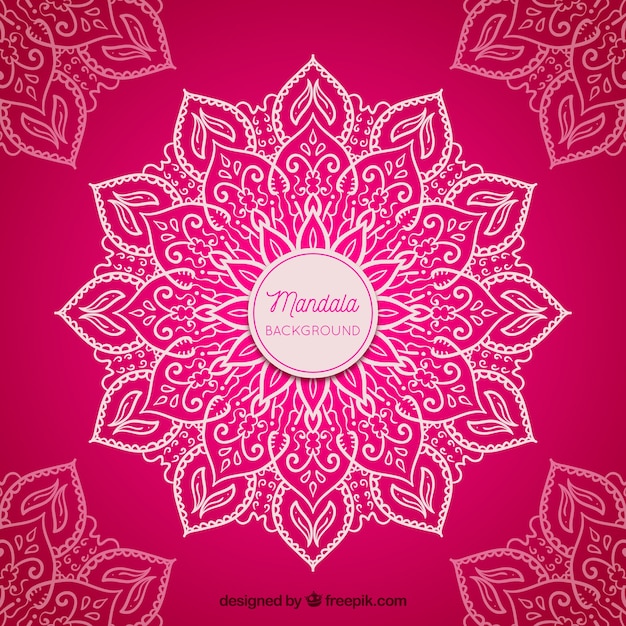 Pink hand drawn mandala background