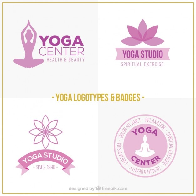 Pink hand drawn yoga logos