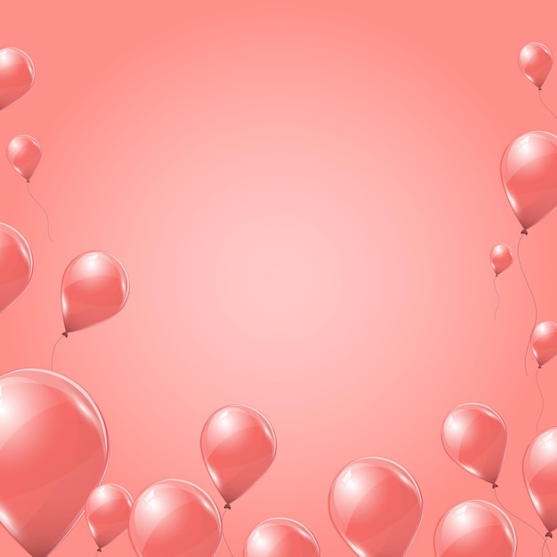 Premium Vector Pink Helium Balloons On Pink Background Flying Latex