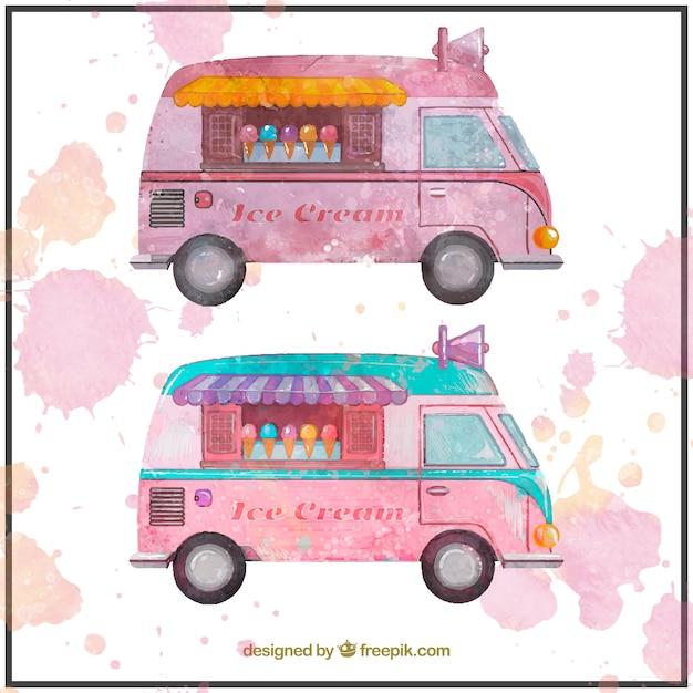 Pink Ice-cream food trucks Vector | Free Download