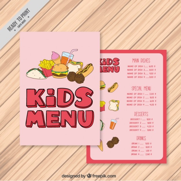 Pink kids menu with burgers Vector | Free Download