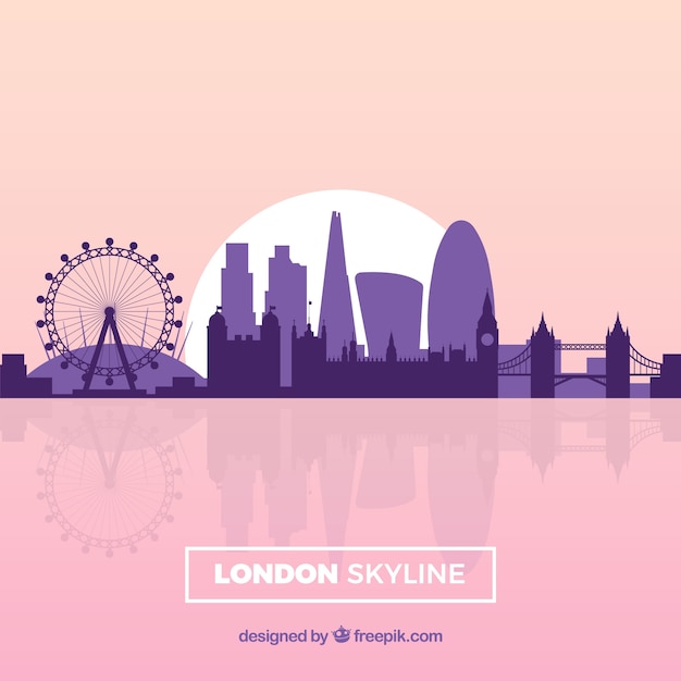 Pink london skyline | Free Vector