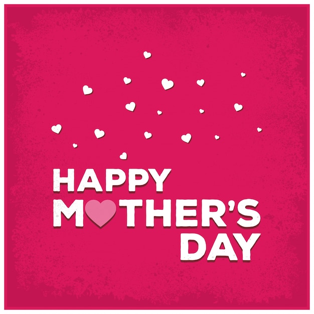 Pink mother\'s day lettering illustration with\
hearts