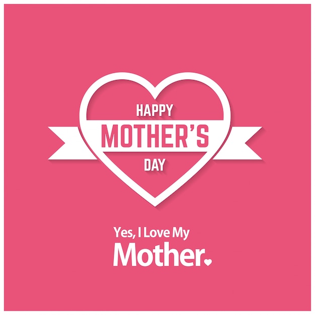 Pink mothers day card with heart