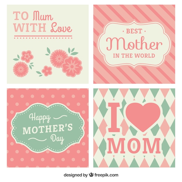 Free Vector | Pink mothers day cards collection