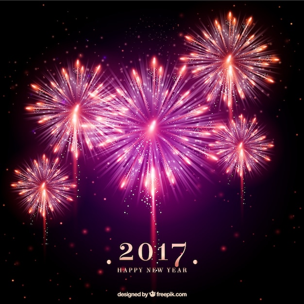 Pink new year fireworks background Vector | Premium Download