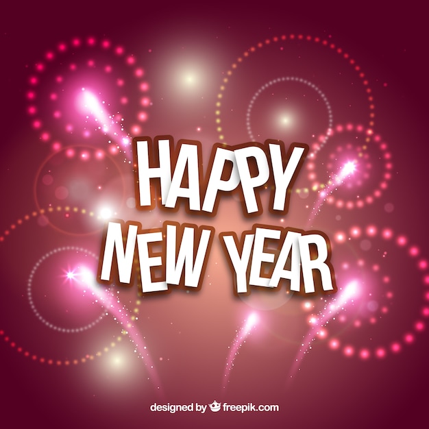 Pink new year fireworks background Vector | Premium Download