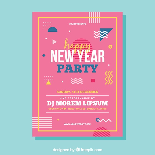 Free Vector | Pink new year flyer template