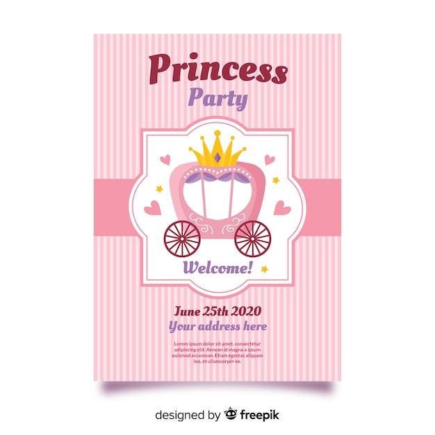 Download Premium Vector Pink Princess Party Invitation Template