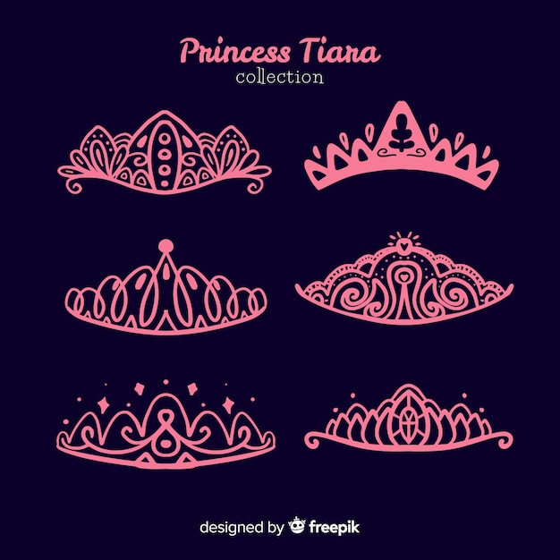 Pink princess tiara collection | Free Vector