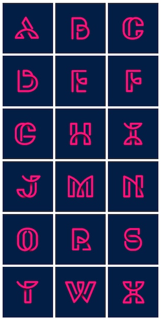 Pink retro alphabets vector set Free Vector