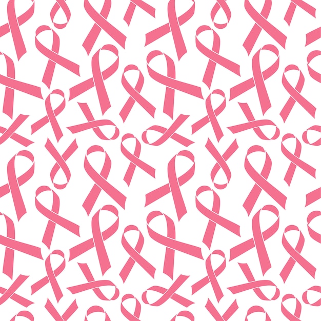 Premium Vector Pink Ribbon Seamless Pattern Cancer Medical Background