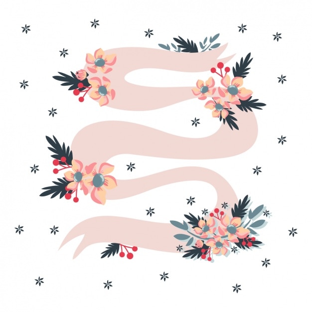 Download Pink ribbon with floral decoration Vector | Free Download