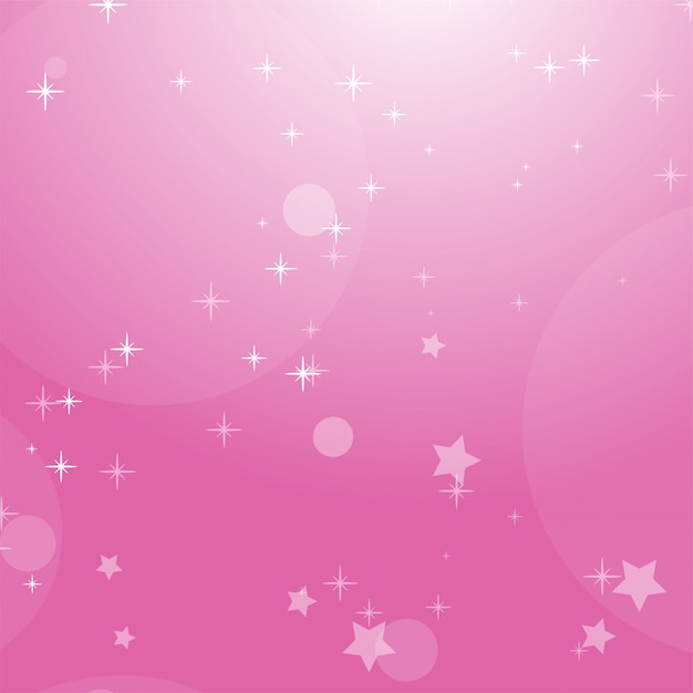 星と円とピンクのロマンチックな抽象的な背景 プレミアムベクター