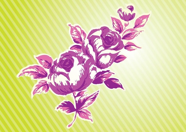 Pink roses on a striped background in
yellow