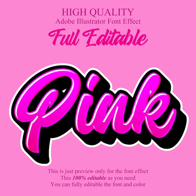 Premium Vector Pink Script Letter Editable Typography Font Effect 5570