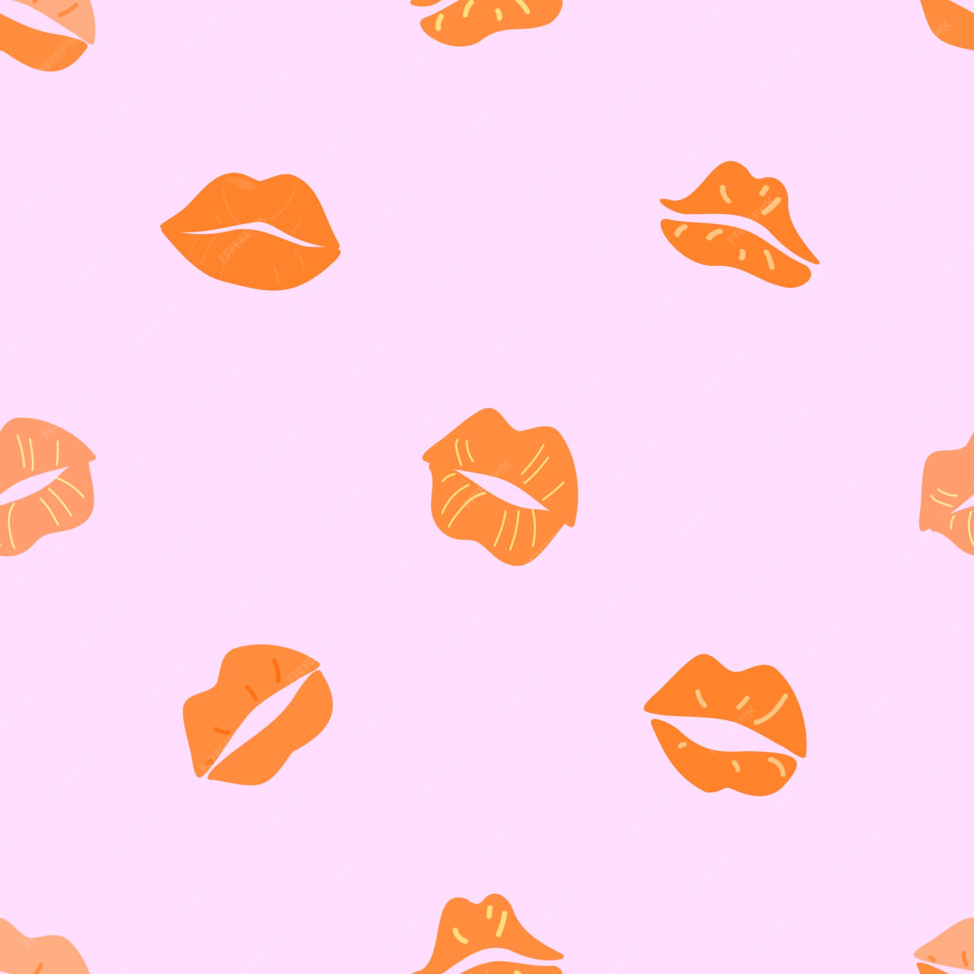 Premium Vector Pink Seamless Unusual Pattern Kisses In Vintage Style