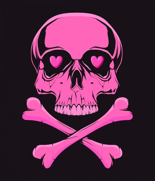 Pink skull love. | Premium Vector