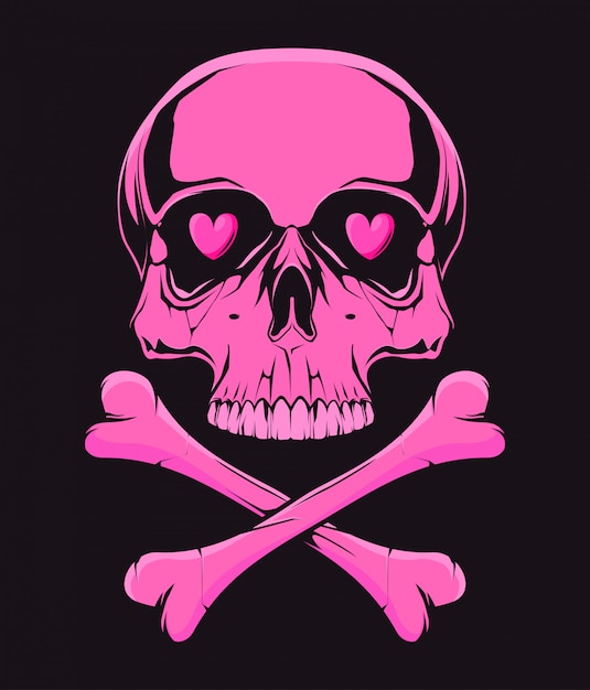 Pink skull love. Premium Vector