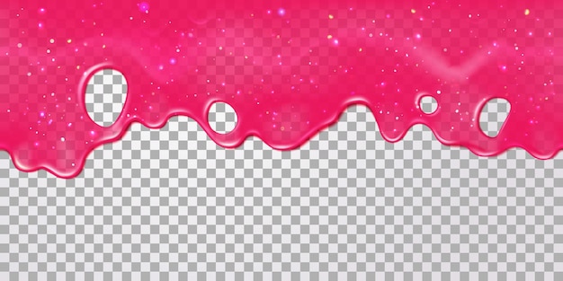 Premium Vector Pink Slime Drip Dripping Caramel Jelly Or Gum Glitter Slimes With Girly 2374