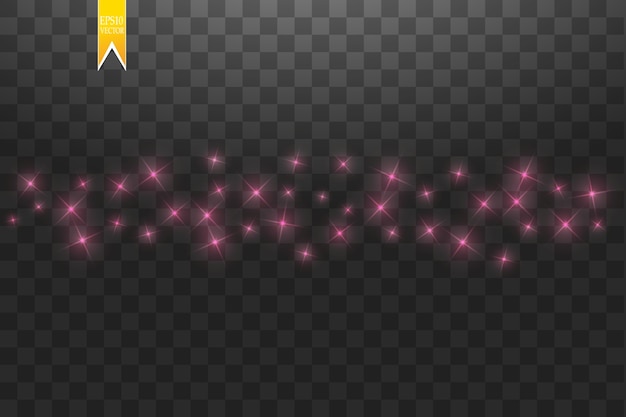 ピンクの星ダストトレイル輝く粒子が透明な背景に分離されました ゴールドラメ波イラスト 魔法の概念 プレミアムベクター