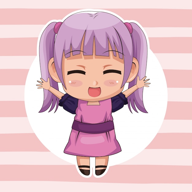 Premium Vector Pink Striped Background With Circular Frame And Cute Anime Girl Expression Happiness Designing new emojis on tiktok compilation. https www freepik com profile preagreement getstarted 1993419