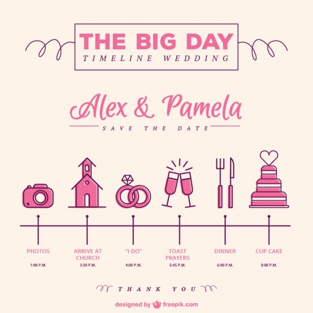 Pink timeline wedding Vector | Premium Download